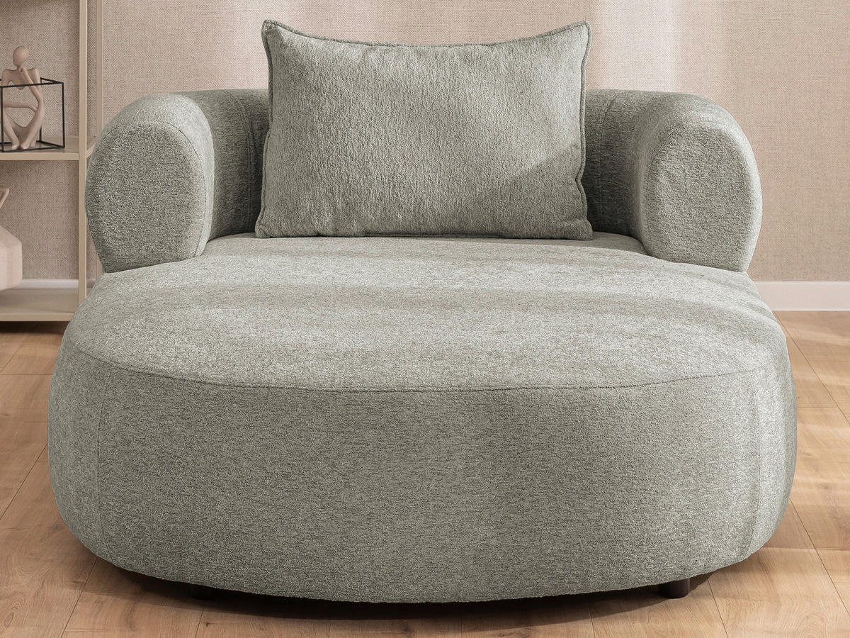 XXL-SESSEL Chenille Hellgrau    - Hellgrau/Schwarz, Design, Kunststoff/Textil (122/76/156cm) - Livetastic