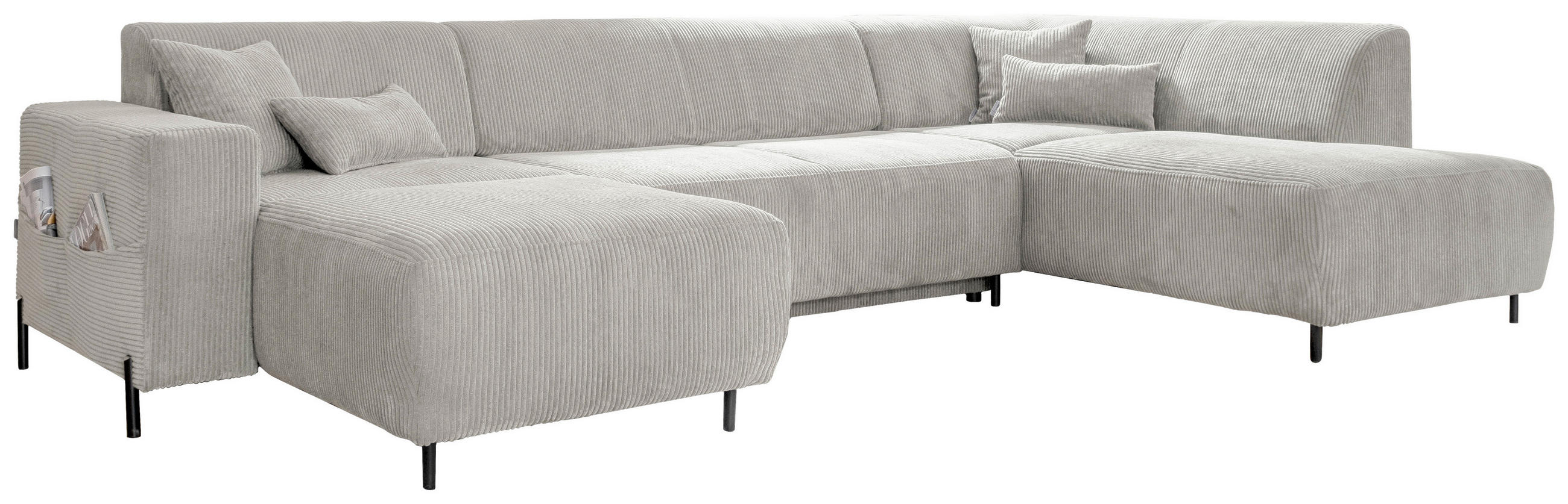 WOHNLANDSCHAFT in Cord Beige - Beige/Schwarz, Textil/Metall (165/330/192cm) - MID.YOU