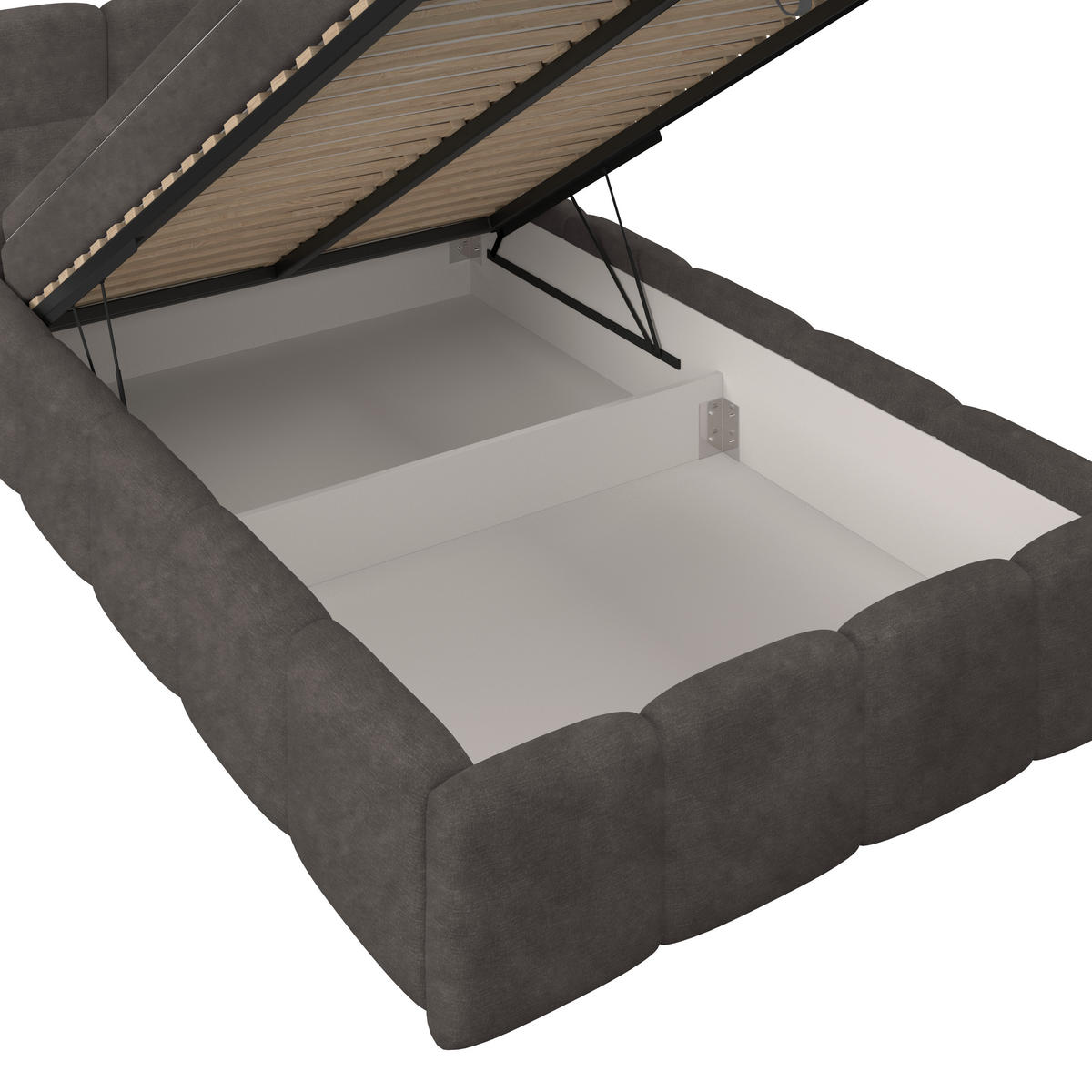 POLSTERBETT 140/200 cm,  in Anthrazit, Matratze, Bettkasten, H3 = fest  - Anthrazit/Schwarz, Trend, Kunststoff/Textil (140/200cm)