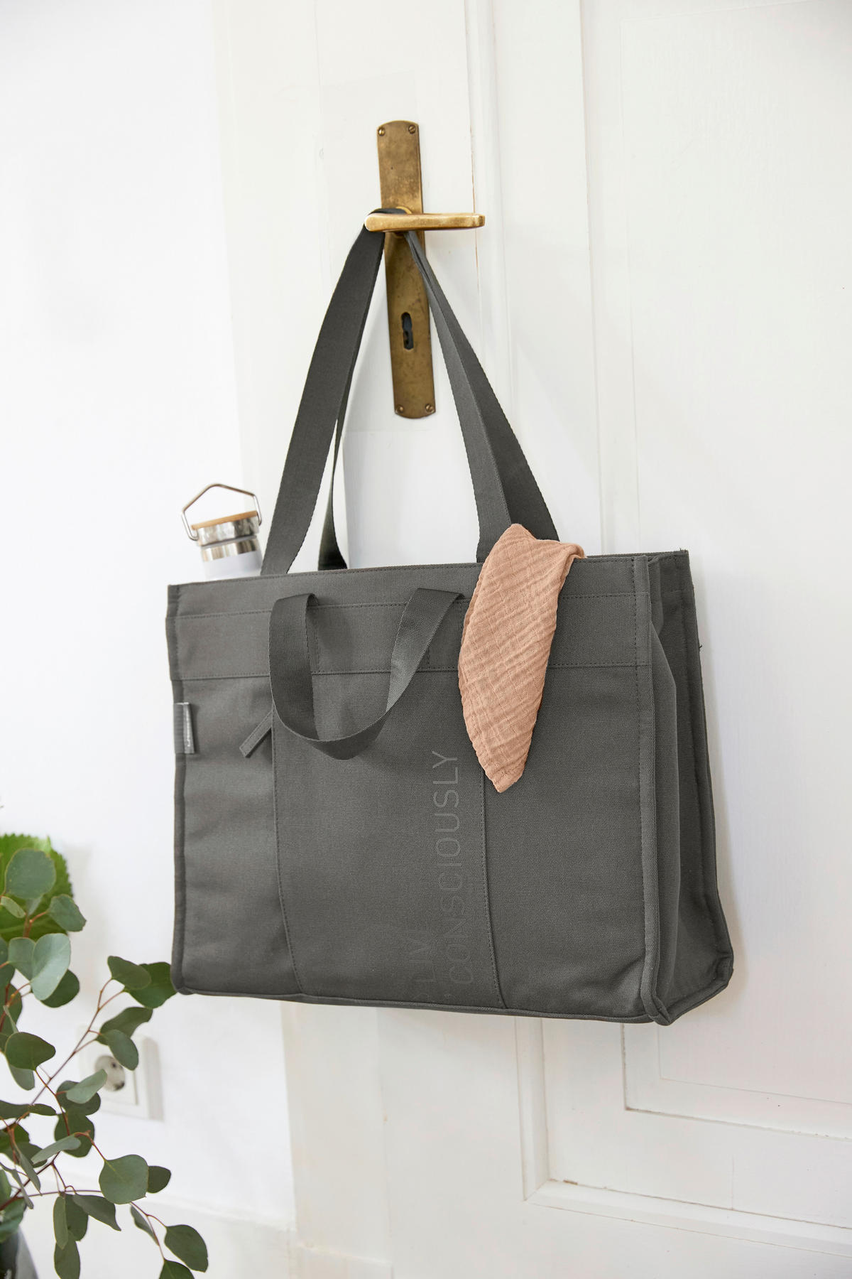 WICKELTASCHE  - Anthrazit, Basics, Textil (43/13/32cm) - Lässig