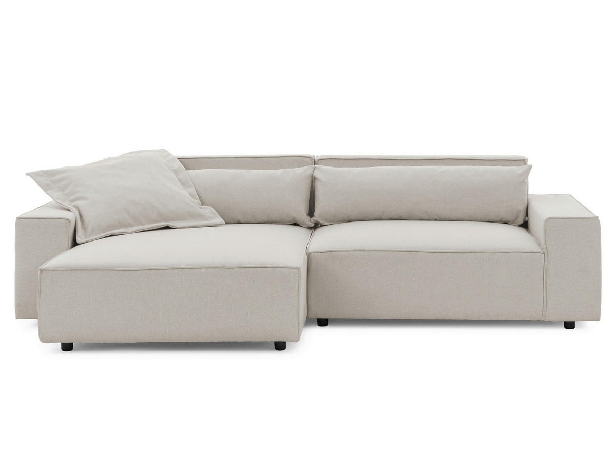 ECKSOFA Webstoff Beige  - Beige/Schwarz, Design, Kunststoff/Textil (251/142cm) - P & B