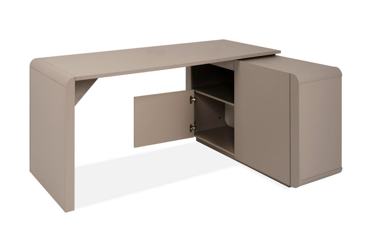 ECKSCHREIBTISCH  Greige Kabeldurchlass, seitenverkehrt montierbar  - Greige, KONVENTIONELL, Holzwerkstoff (165/75/117,5cm) - Livetastic