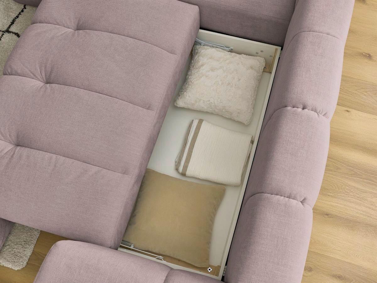 ECKSCHLAFSOFA FUJI Leinenoptik Rosa  inkl.  - Schwarz/Rosa, MODERN, Kunststoff/Textil (204/282cm)