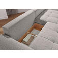 Ecksofa mit Funktion Grau Flachgewebe Zierkissen, Rückenkissen, Bettkasten, Schlaffunktion, Rücken echt, Liegefläche im Originalstoff  - Schwarz/Grau, KONVENTIONELL, Kunststoff/Textil (277/190cm) - Carryhome