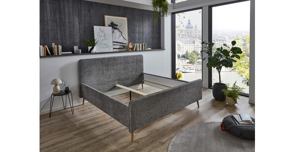 POLSTERBETT Grau 160/200 cm  - Buchefarben/Grau, KONVENTIONELL, Holz/Holzwerkstoff (160/200cm) - Carryhome