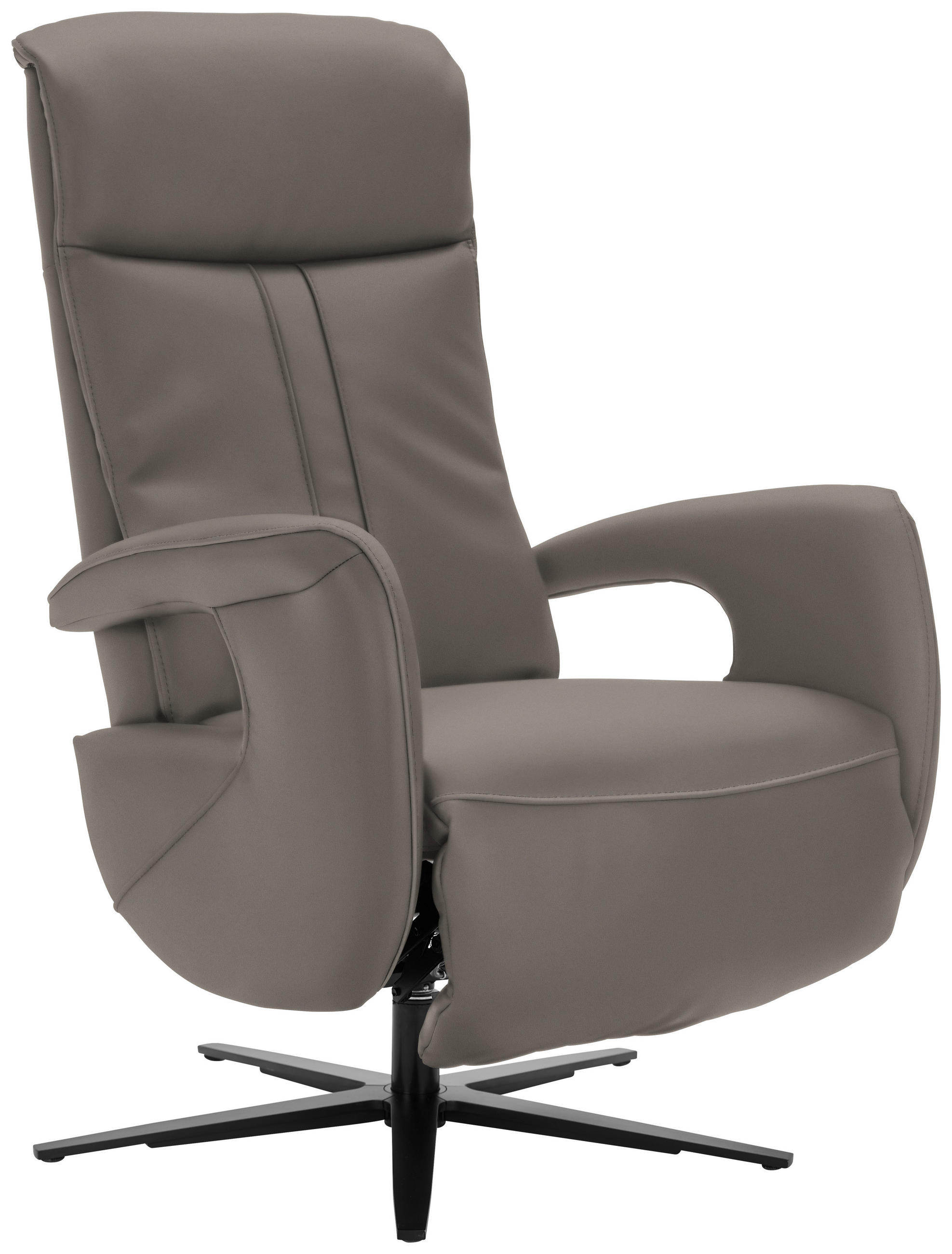 RELAXSESSEL in Leder Graubraun  - Graubraun/Schwarz, Design, Leder/Metall (71/112/83cm) - Dieter Knoll