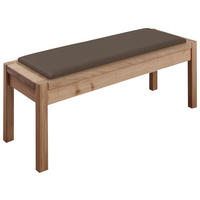 BETTBANK Lederlook Eiche Braun, Eiche Bianco  - Eiche Bianco/Braun, KONVENTIONELL, Holz/Textil (120/46,3/40cm) - Linea Natura