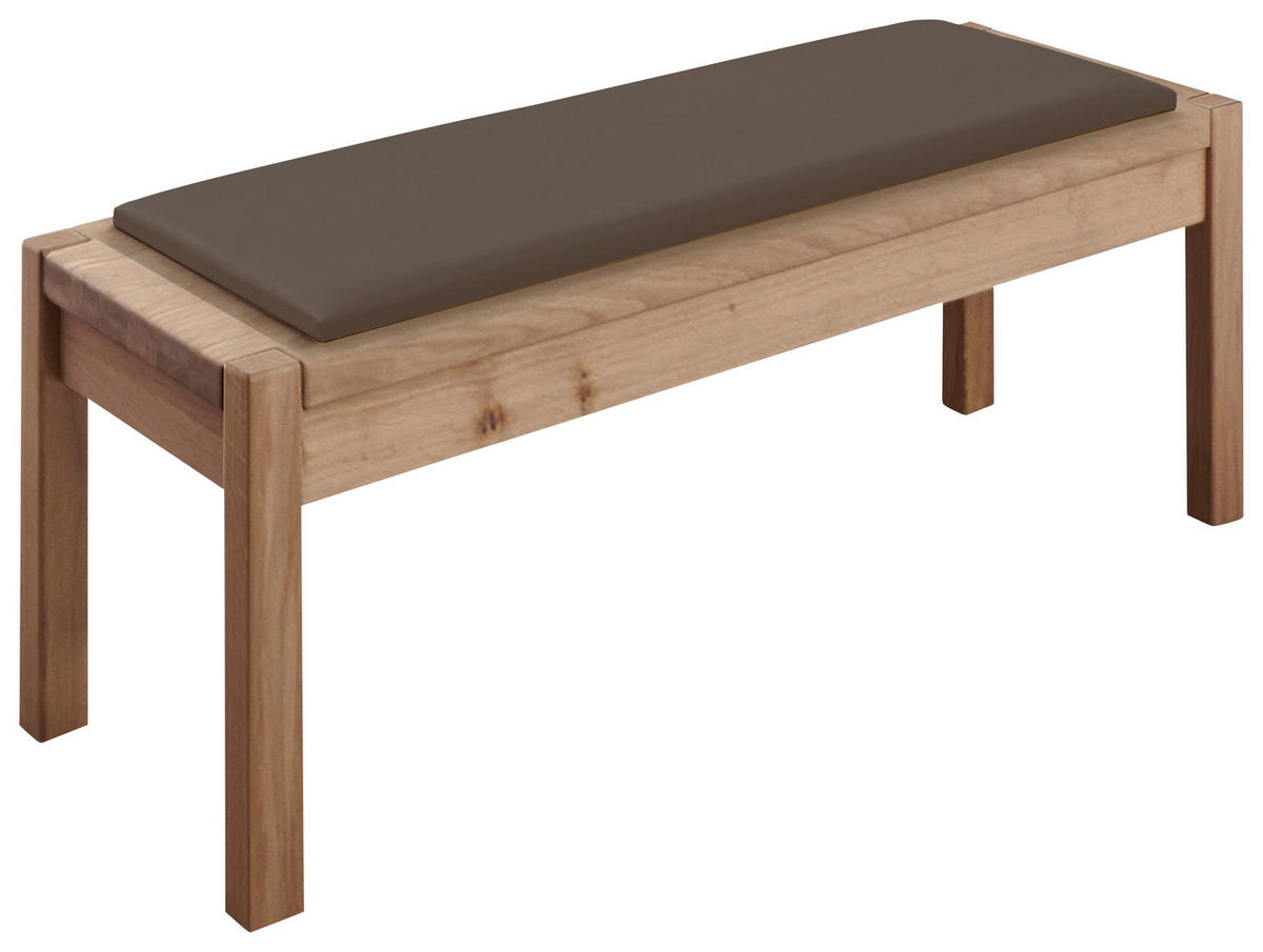 BETTBANK Lederlook Eiche Braun, Eiche Bianco  - Eiche Bianco/Braun, KONVENTIONELL, Holz/Textil (120/46,3/40cm) - Linea Natura