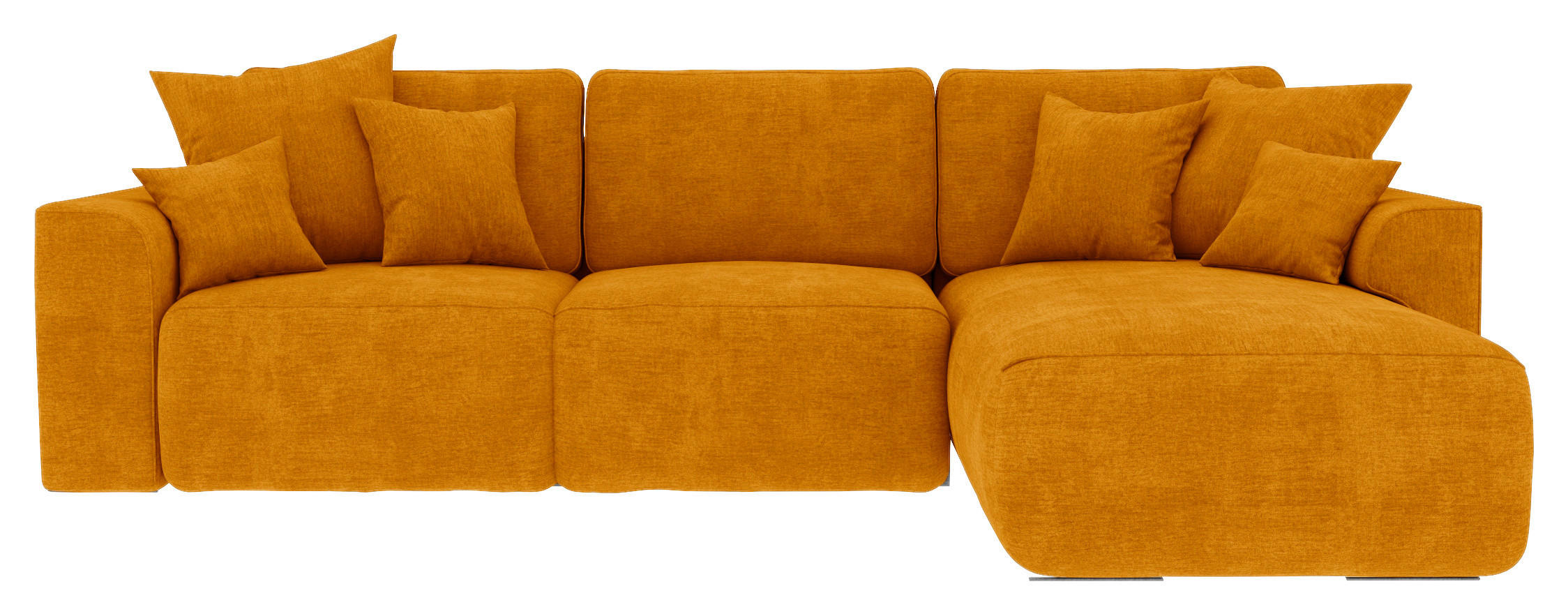 ECKSOFA in Samt Gelb  293/195 cm  - Chromfarben/Gelb, KONVENTIONELL, Kunststoff/Textil (293/195cm) - Carryhome