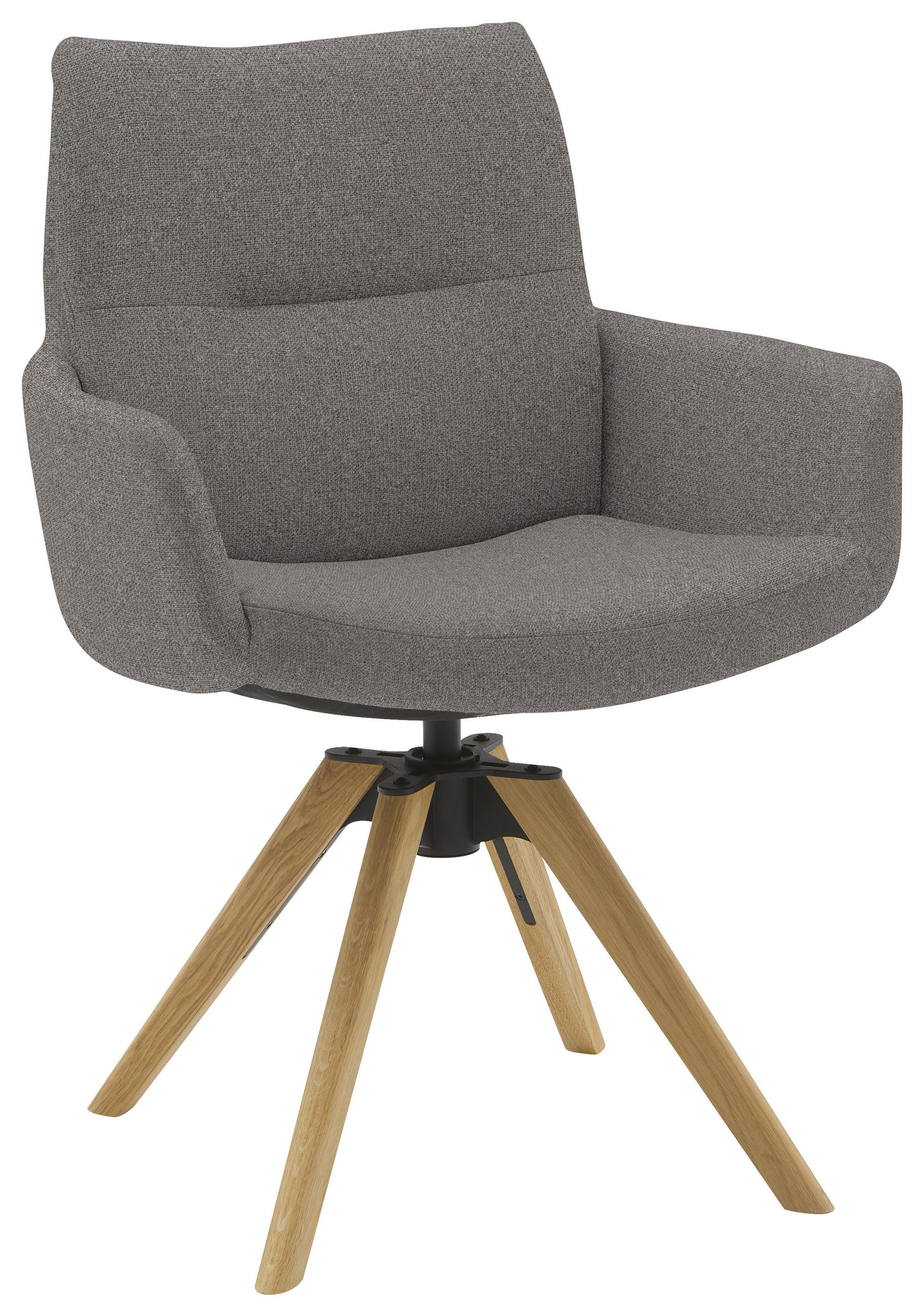 ARMLEHNSTUHL  Sitzfläche 360° drehbar, mit Griff Flachgewebe  Anthrazit  - Eichefarben/Anthrazit, Design, Holz/Textil (62/90/68cm) - Valnatura