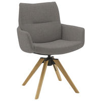 ARMLEHNSTUHL  Sitzfläche 360° drehbar, mit Griff Flachgewebe  Anthrazit  - Eichefarben/Anthrazit, Design, Holz/Textil (62/90/68cm) - Valnatura