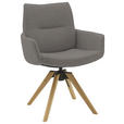 ARMLEHNSTUHL  Sitzfläche 360° drehbar, mit Griff Flachgewebe  Anthrazit  - Eichefarben/Anthrazit, Design, Holz/Textil (62/90/68cm) - Valnatura
