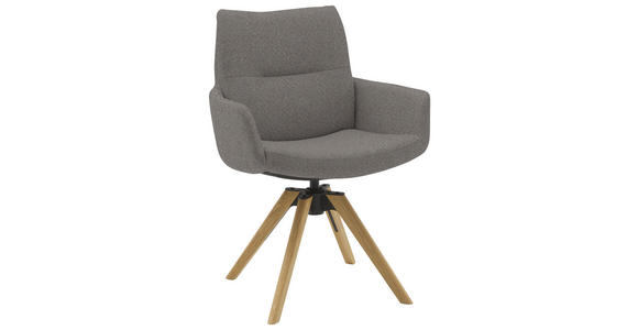 ARMLEHNSTUHL  Sitzfläche 360° drehbar, mit Griff Flachgewebe  Anthrazit  - Eichefarben/Anthrazit, Design, Holz/Textil (62/90/68cm) - Valnatura
