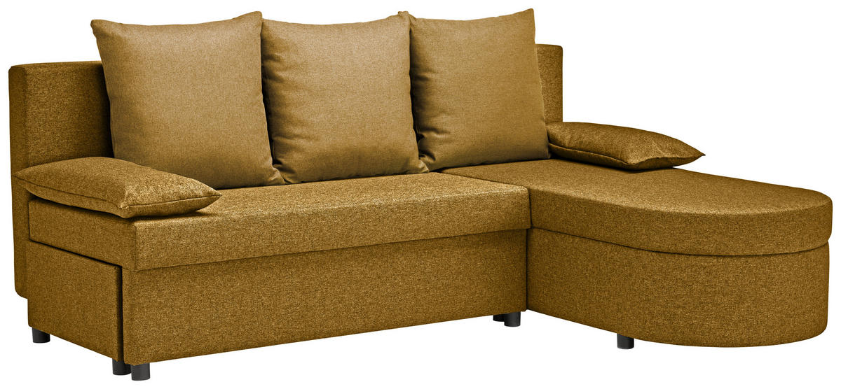 ECKSOFA in Webstoff Senfgelb  - Anthrazit/Senfgelb, Konventionell, Kunststoff/Textil (159/196cm) - Ti'me