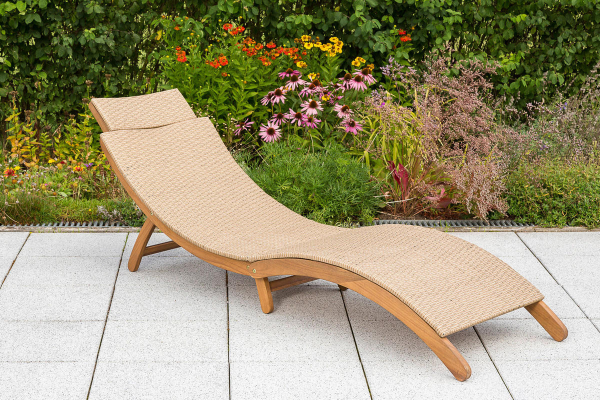GARTENLIEGE 183/60/54 cm Akazie  - Naturfarben, MODERN, Holz/Kunststoff (183/60/54cm) - Gardenson