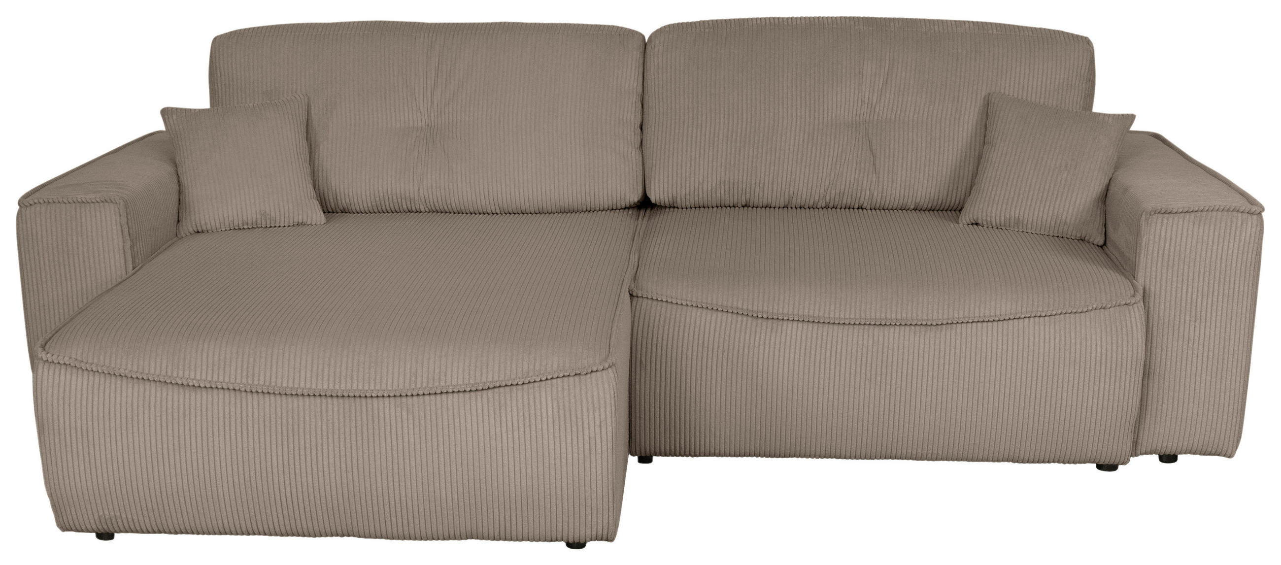 ECKSOFA Taupe Cord  - Taupe/Schwarz, KONVENTIONELL, Kunststoff/Textil (148/265cm) - Carryhome