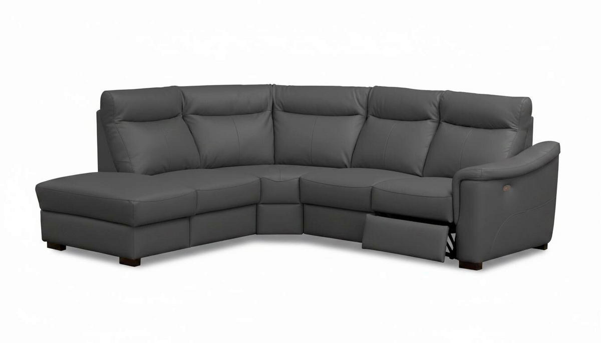 ECKSOFA Lederlook Echtleder Anthrazit  - Wengefarben/Anthrazit, Design, Leder/Holz (229/260cm) - Livetastic