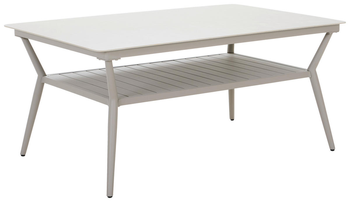 GARTENTISCH 140/90/66 cm Metall, Kunststoff, Keramik rechteckig  - Hellgrau/Weiß, Design, Keramik/Kunststoff (140/90/66cm) - Amatio