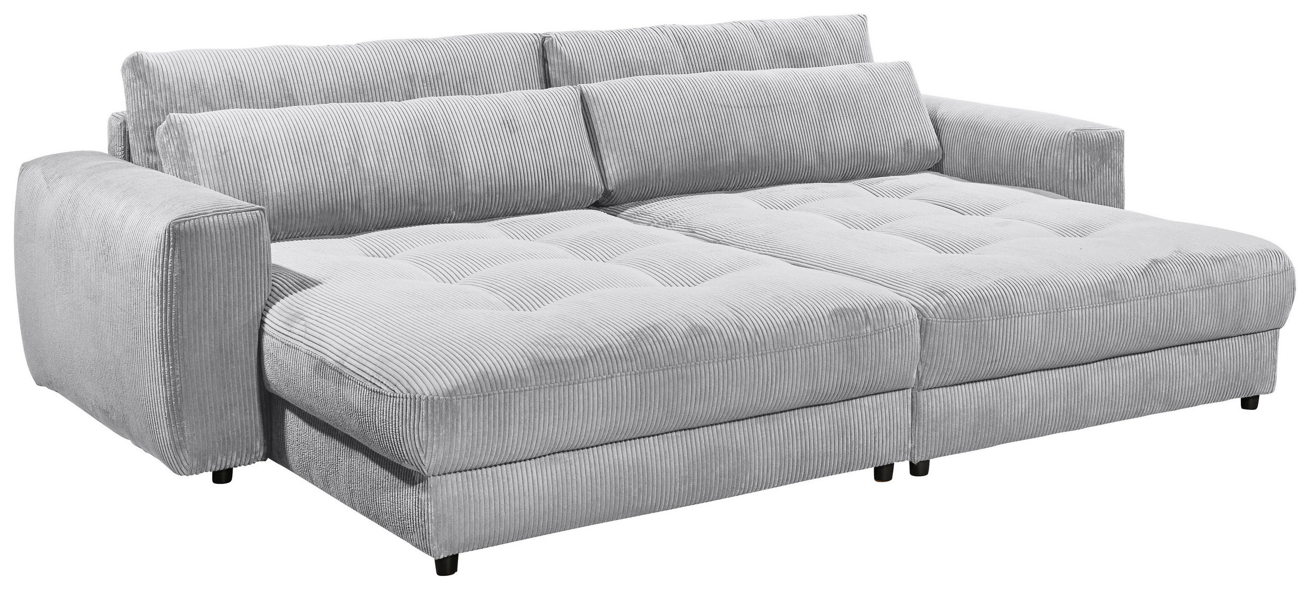 BIGSOFA in Cord Hellgrau  - Hellgrau/Schwarz, KONVENTIONELL, Holzwerkstoff/Kunststoff (292/90/194cm) - MID.YOU