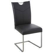SCHWINGSTUHL in Metall, Leder Schwarz, Edelstahlfarben - Edelstahlfarben/Schwarz, Design, Leder/Metall (48/98,5/62cm) - Novel