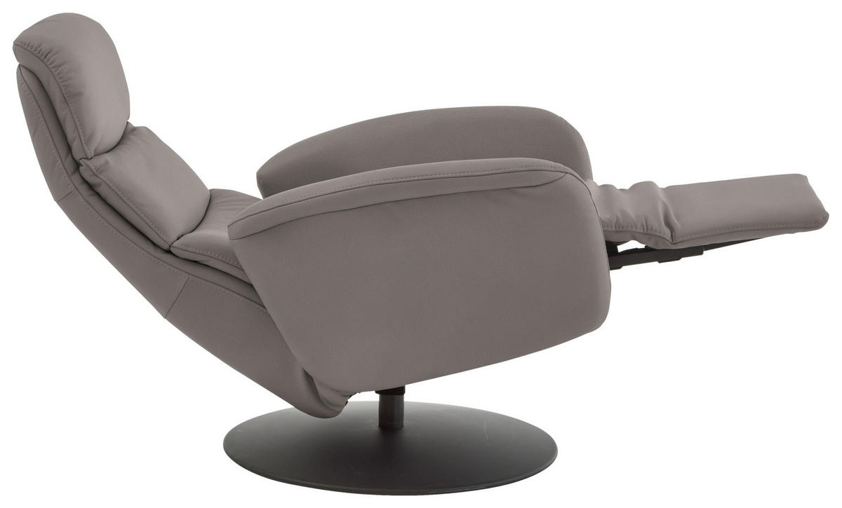 RELAXSESSEL in Leder Hellgrau  - Hellgrau/Schwarz, Design, Leder/Metall (76/108/86cm) - Dieter Knoll