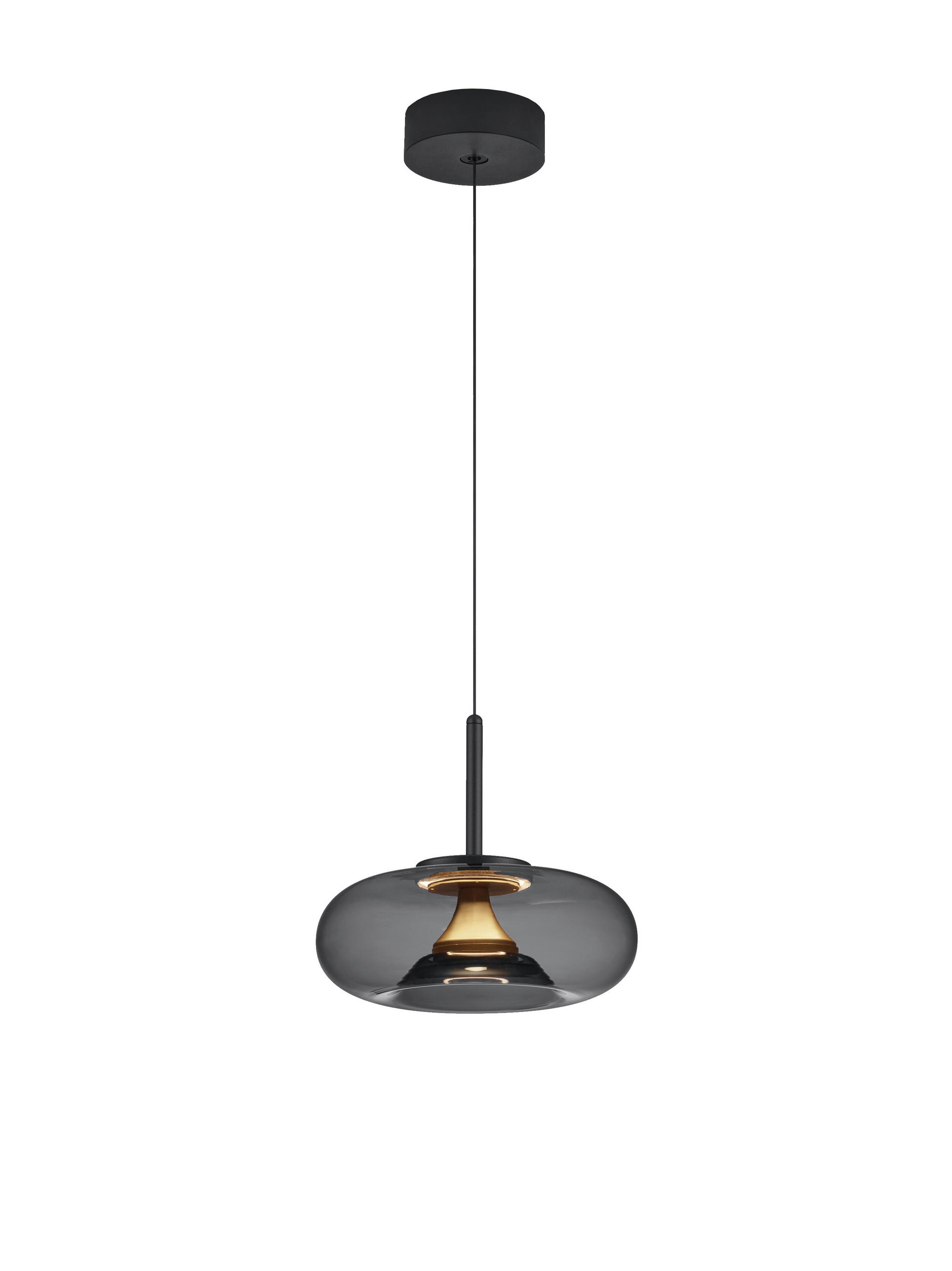 LED-PENDELLEUCHTE Sica 32/210 cm  - Goldfarben/Schwarz, Design, Metall (32/210cm) - Helestra