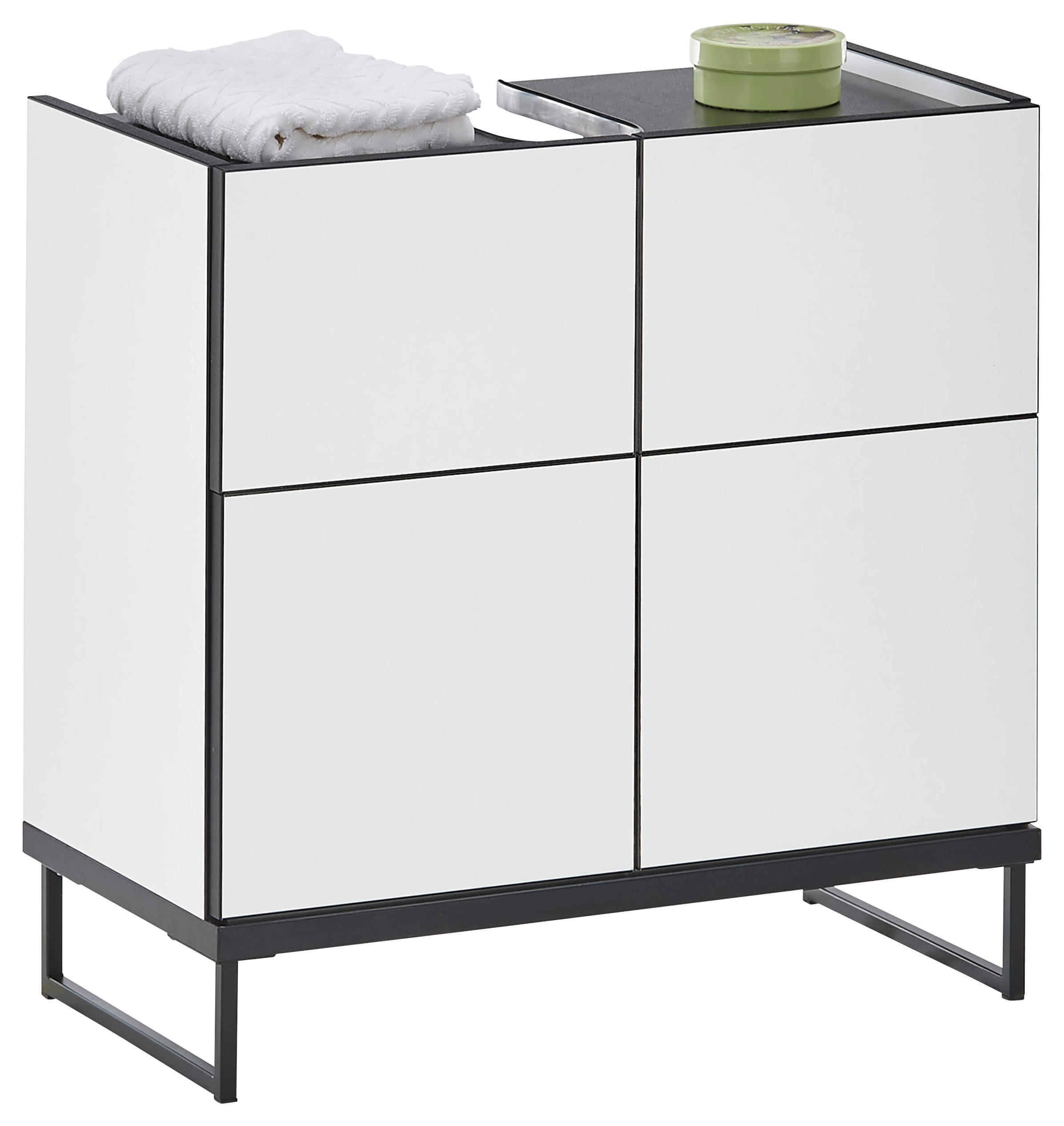 WASCHBECKENUNTERSCHRANK 60/59,4/31 cm - Weiss/Schwarz, Basics, Holzwerkstoff/Metall (60/59,4/31cm) - MID.YOU