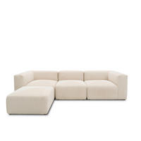 ECKSOFA Creme Cord, Mikrofaser  - Creme/Schwarz, Design, Kunststoff/Textil (301/69/193cm) - MID.YOU