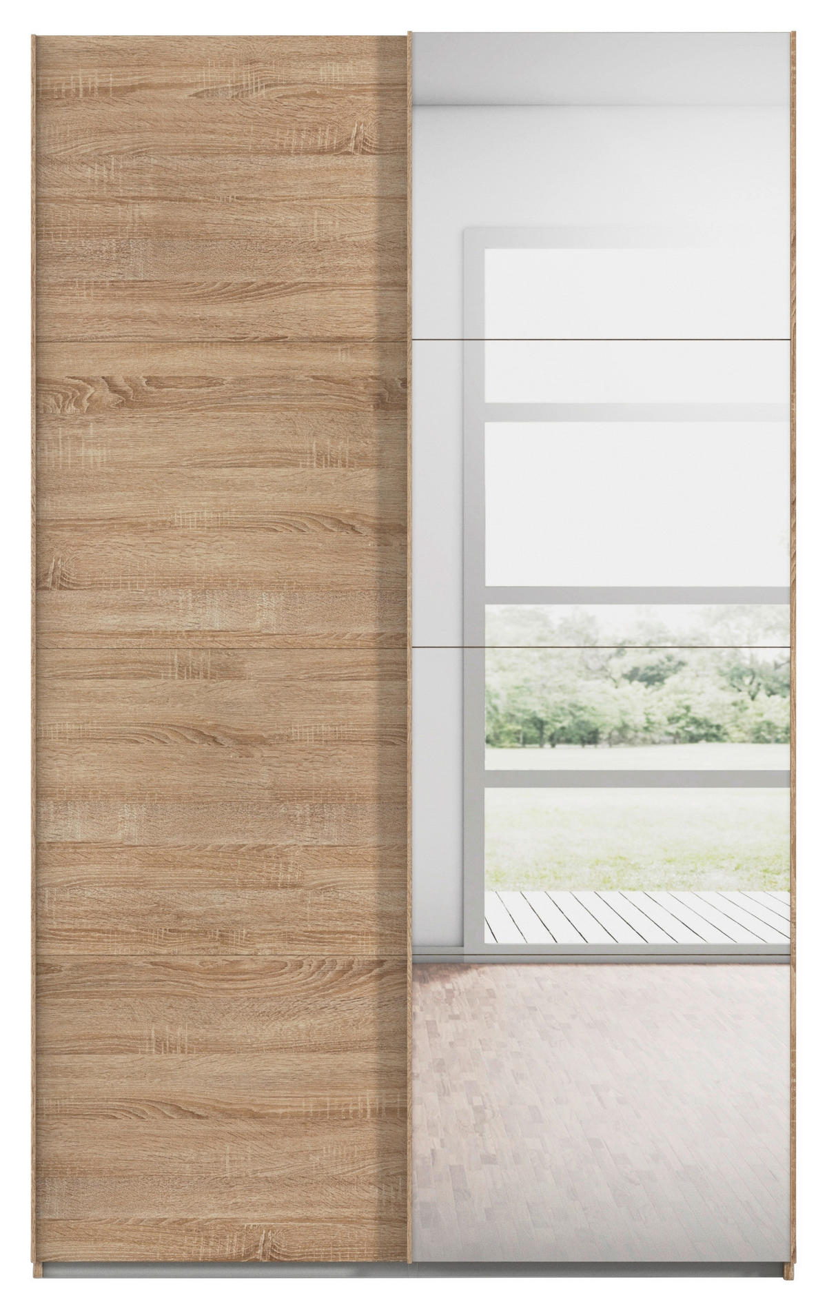 SCHWEBETÜRENSCHRANK 137/223/68 cm 2-türig Sonoma Eiche  - Sonoma Eiche, Design, Glas/Holzwerkstoff (137/223/68cm) - Novel