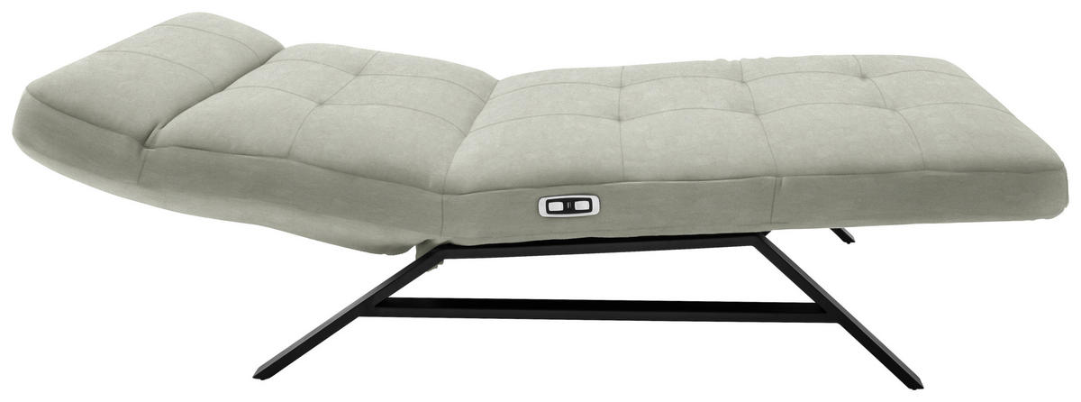 Liege mit motorischer Relaxfkt Mikrofaser Hellgrau, Hellgrün  - Hellgrau/Schwarz, Design, Textil/Metall (120/54-113/158-198cm) - Pure Home Lifestyle