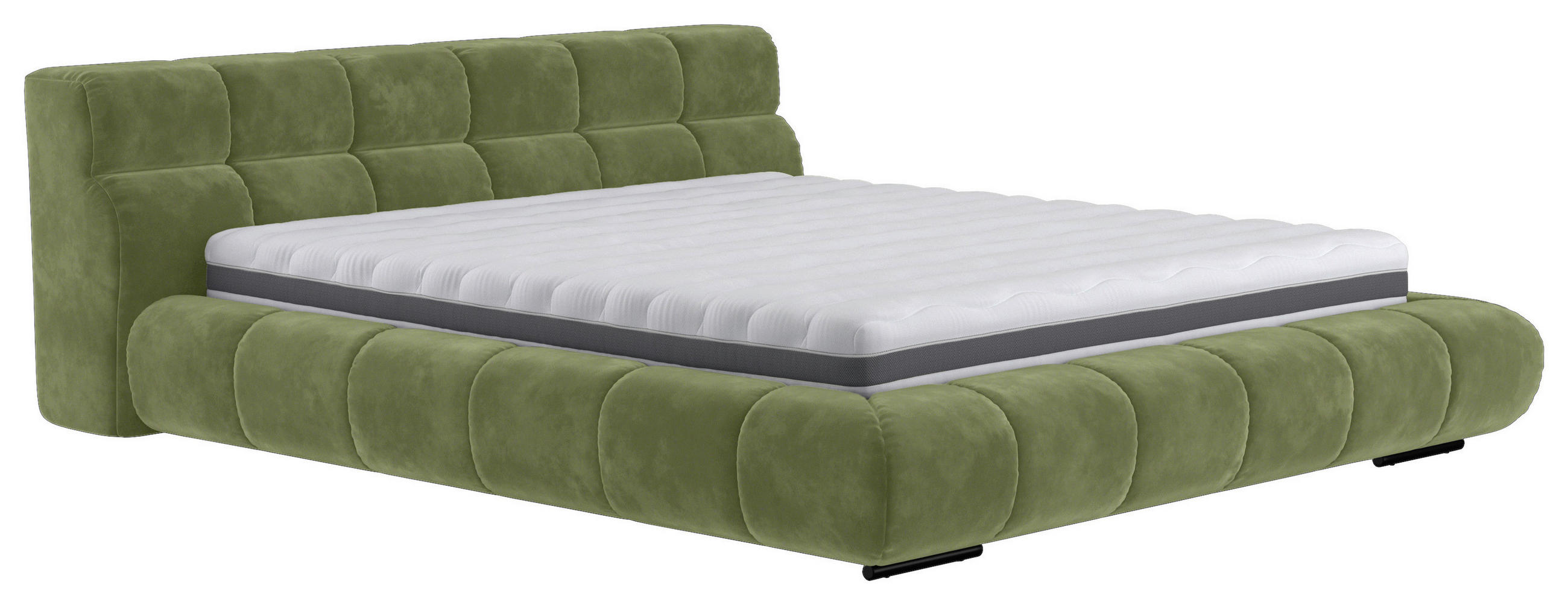 POLSTERBETT 200/200 cm,  in Grasgrün,  - Schwarz/Grasgrün, Design, Textil/Metall (200/200cm) - Belluti