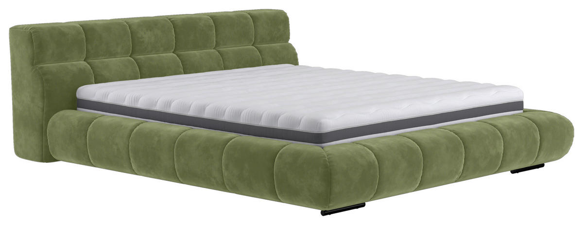 POLSTERBETT 200/200 cm,  in Grasgrün,  - Schwarz/Grasgrün, Design, Textil/Metall (200/200cm) - Belluti