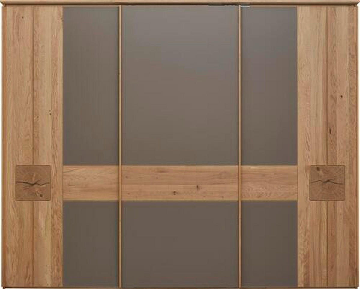  SCHIEBETÜRENSCHRANK 301,9/240,3/67,2 cm 3-türig  - Eichefarben/Braun, Design, Glas/Holz (301,9/240,3/67,2cm) - Valnatura