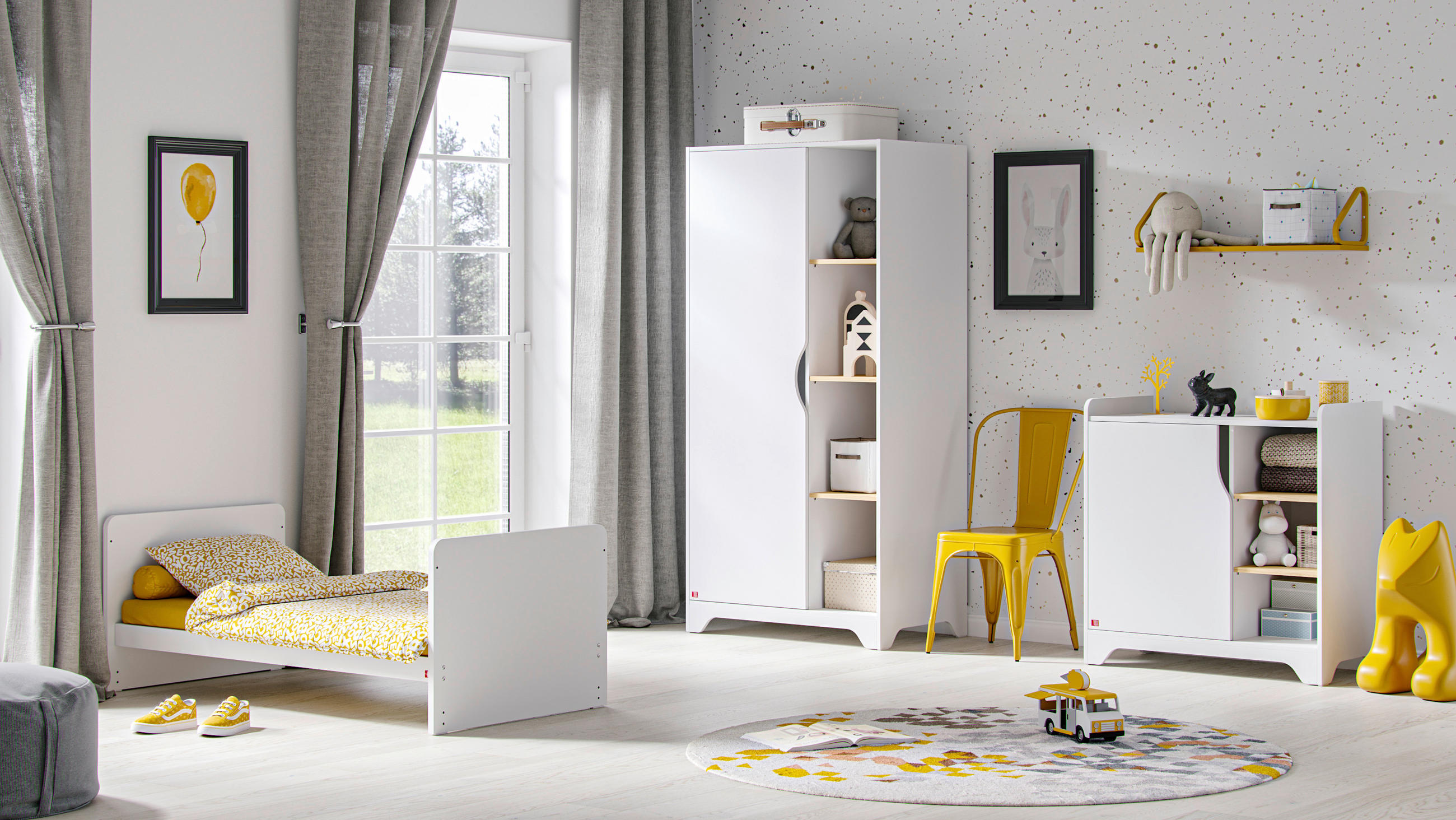 KINDERKLEIDERSCHRANK Leaf Weiß - Weiß, MODERN, Holzwerkstoff (88,5/179,5/52cm) - MID.YOU