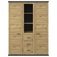 DREHTÜRENSCHRANK  in Eichefarben, Dunkelgrau  - Eichefarben/Dunkelgrau, ROMANTIK / LANDHAUS, Holzwerkstoff/Metall (154/209,2/60,2cm) - Hom`in