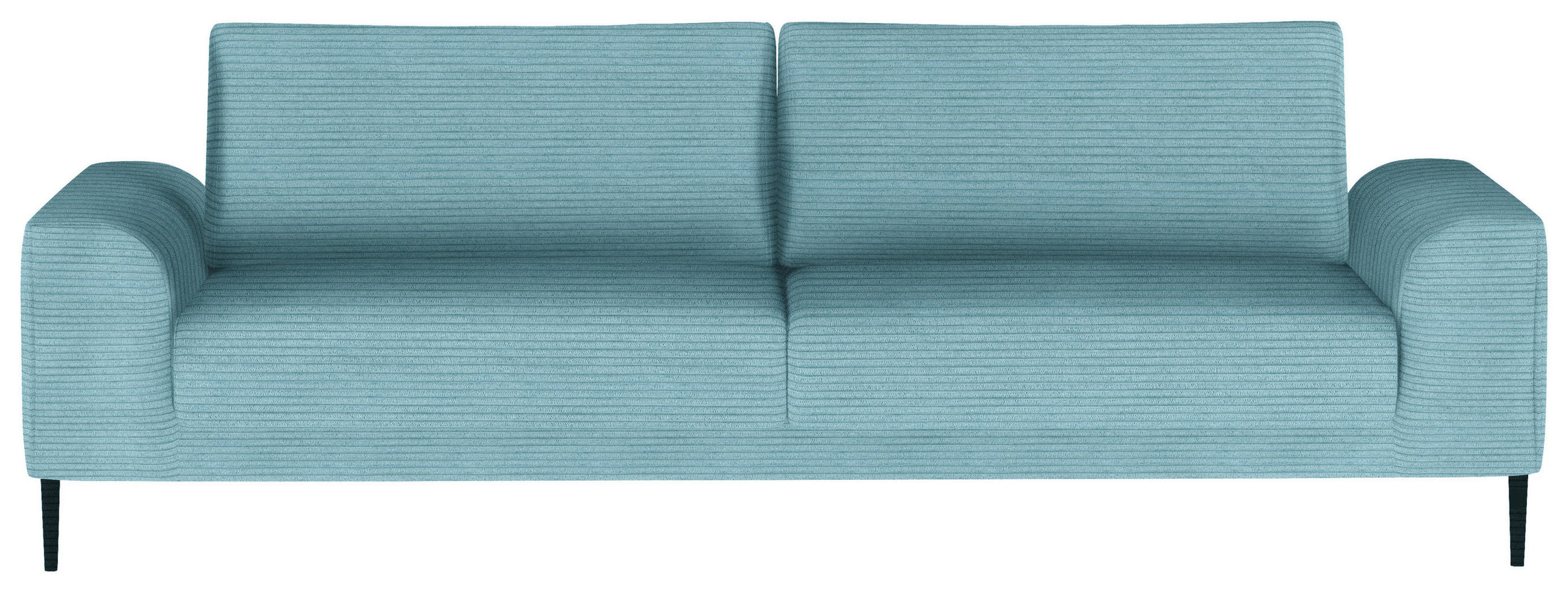 SCHLAFSOFA  mit Stoffauswahl, Schlafen auf Sitzhöhe, Armteil links, Armteil rechts Cord Hellblau  - Schwarz/Hellblau, Design, Textil/Metall (250/89/105cm) - Livetastic