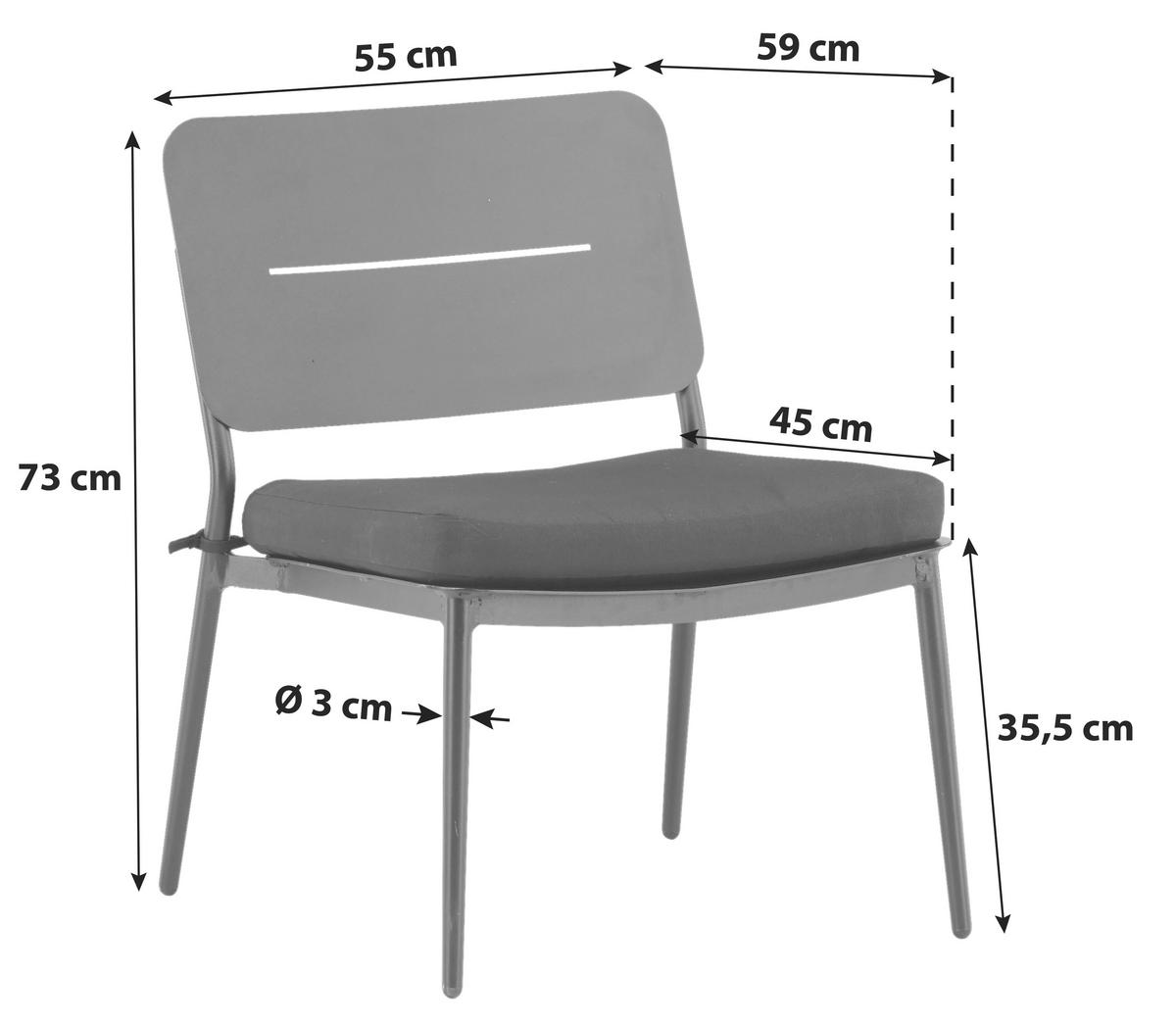 LOUNGESESSEL in Metall, Textil Schwarz  - Schwarz, KONVENTIONELL, Textil/Metall (55/73/59cm) - Gardenson