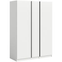 DREHTÜRENSCHRANK 130/183/53 cm,  in Weiß, 3-türig  - Schwarz/Weiß, MODERN, Holzwerkstoff (130/183/53cm) - MID.YOU