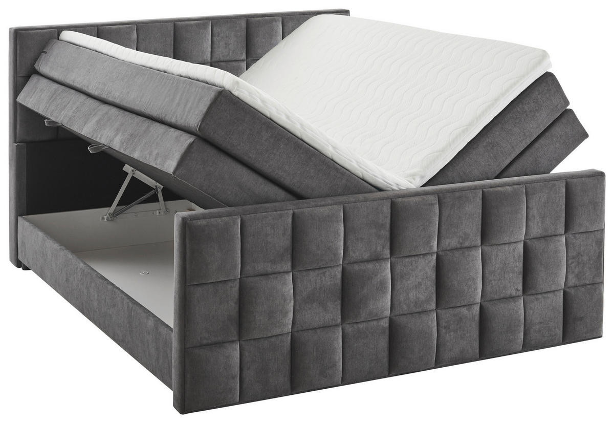 BOXSPRINGBETT 160/200 cm  in Grau  - Grau, MODERN, Kunststoff/Textil (160/200cm) - MID.YOU