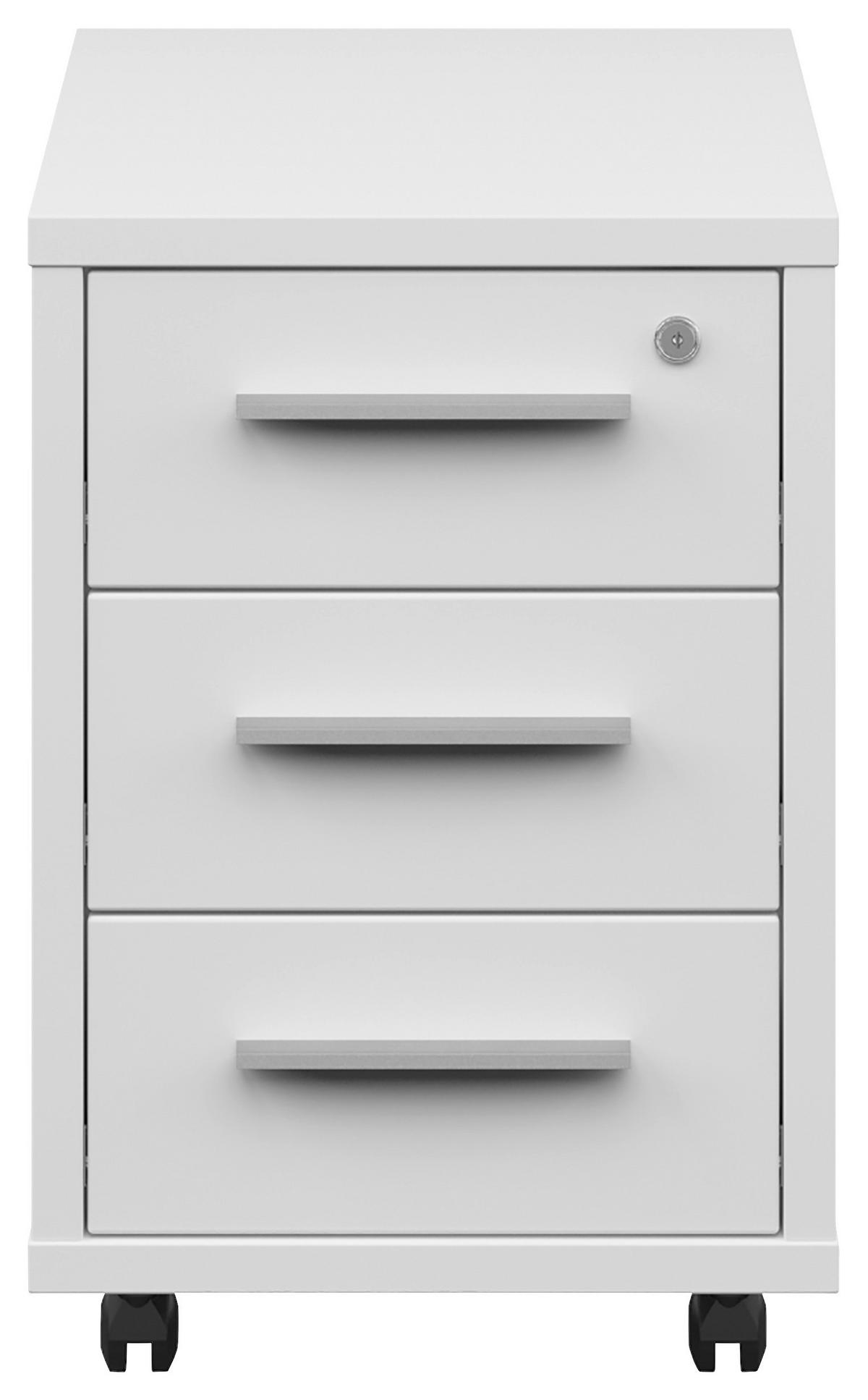 ROLLCONTAINER 43,8/58,1/65 cm  - Weiss/Silberfarben, Konventionell, Holzwerkstoff/Kunststoff (43,8/58,1/65cm) - Voleo