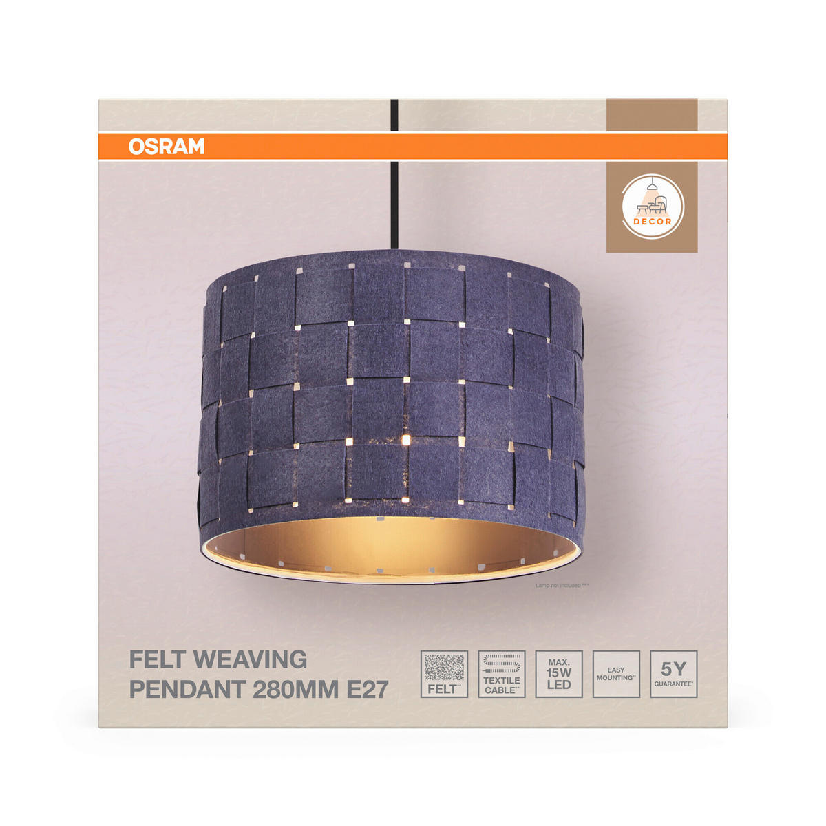 HÄNGELEUCHTE 28/121 cm  - Dunkelgrau, Basics, Naturmaterialien/Metall (28/121cm) - Osram
