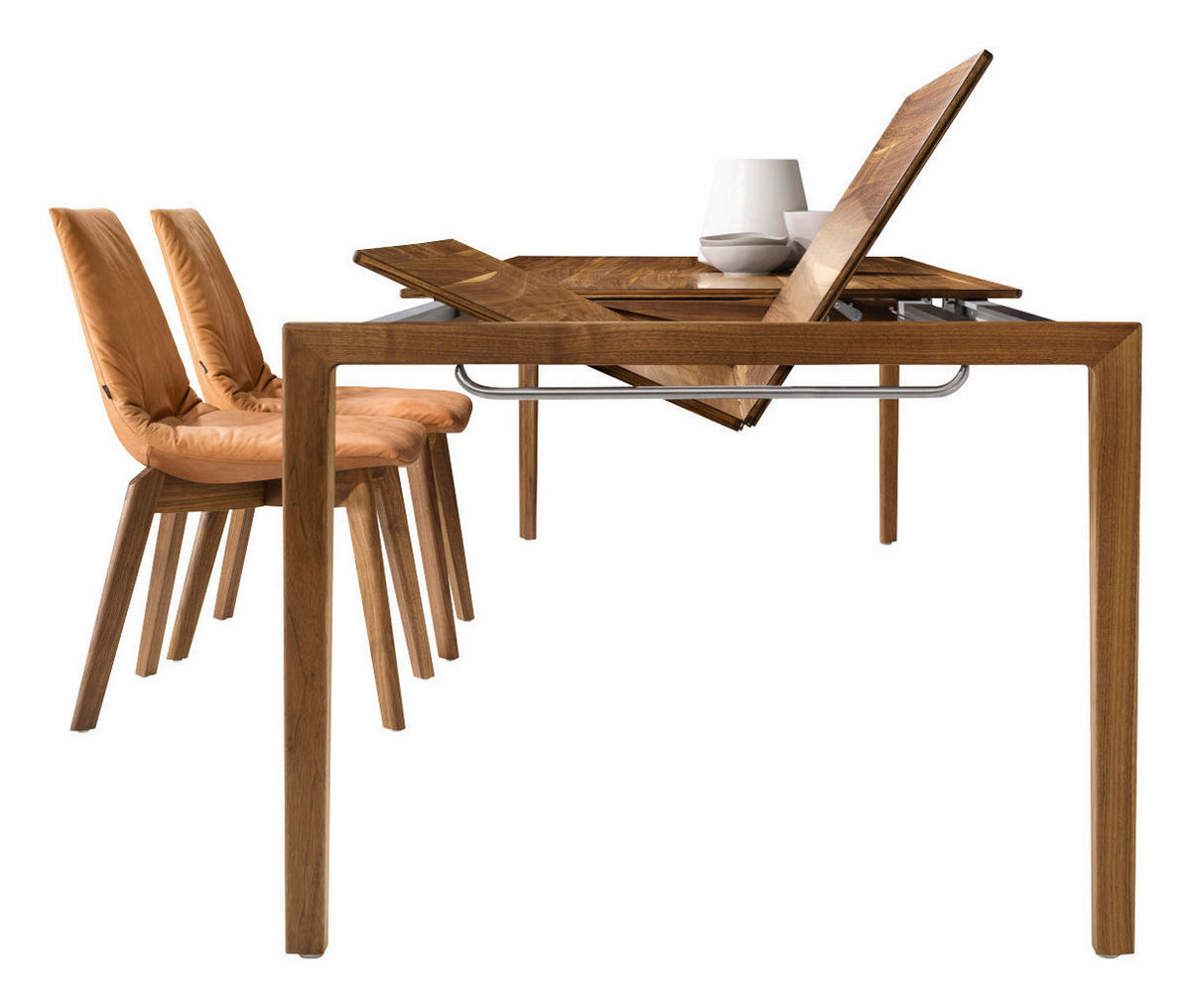 ESSTISCH in Holz, Metall 160(260)/100/75 cm  - Edelstahlfarben/Nussbaumfarben, Design, Holz/Metall (160(260)/100/75cm) - Team 7