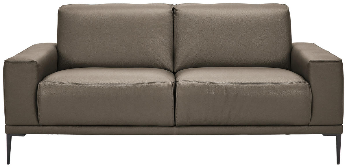 2-SITZER-SOFA in Echtleder Taupe  - Taupe/Schwarz, Design, Leder/Metall (180/82/92cm) - Johann Jakob