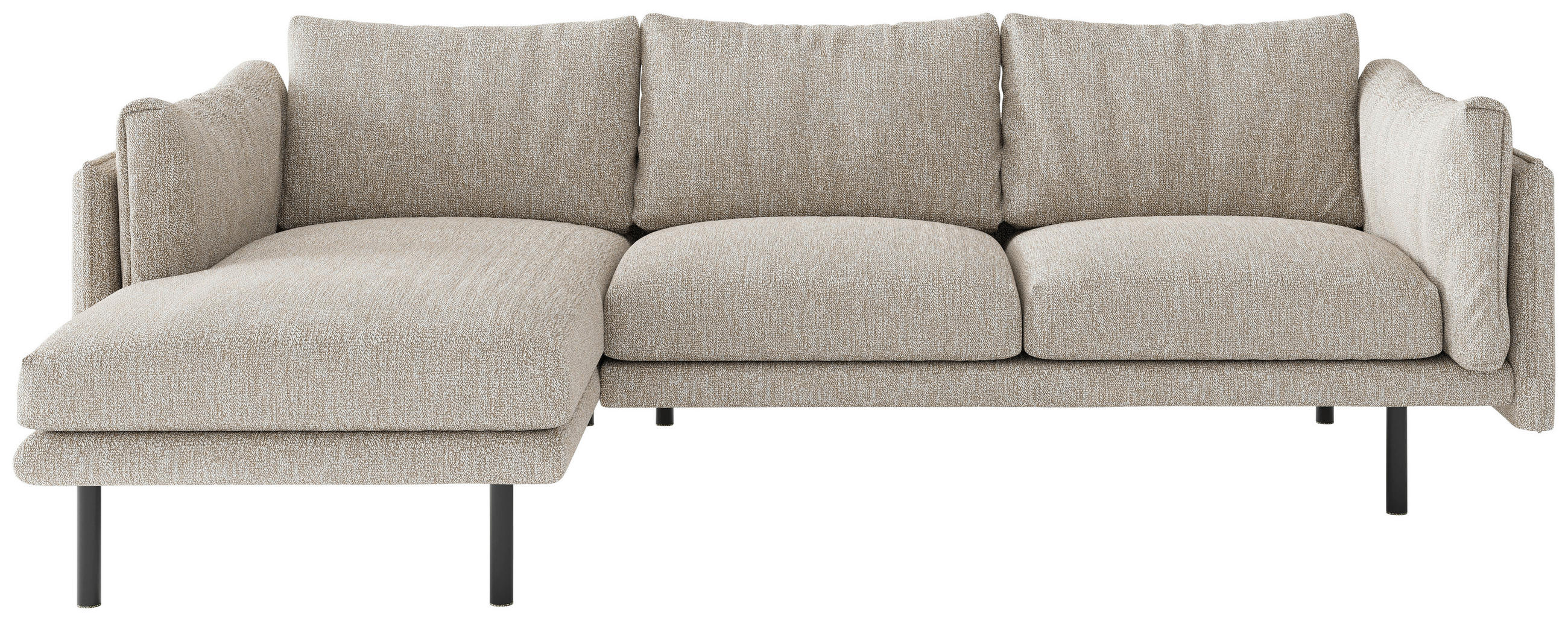 ECKSOFA Flachgewebe Champagner  - Champagner/Beige, Design, Textil/Metall (160/268/100cm) - Livetastic