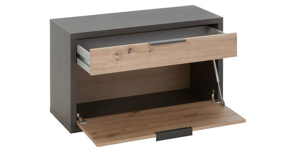GARDEROBENBANK Schieferfarben, Eiche Artisan - Schieferfarben/Schwarz, Design, Kunststoff/Metall (85,1/52,3/35,3cm) - Carryhome