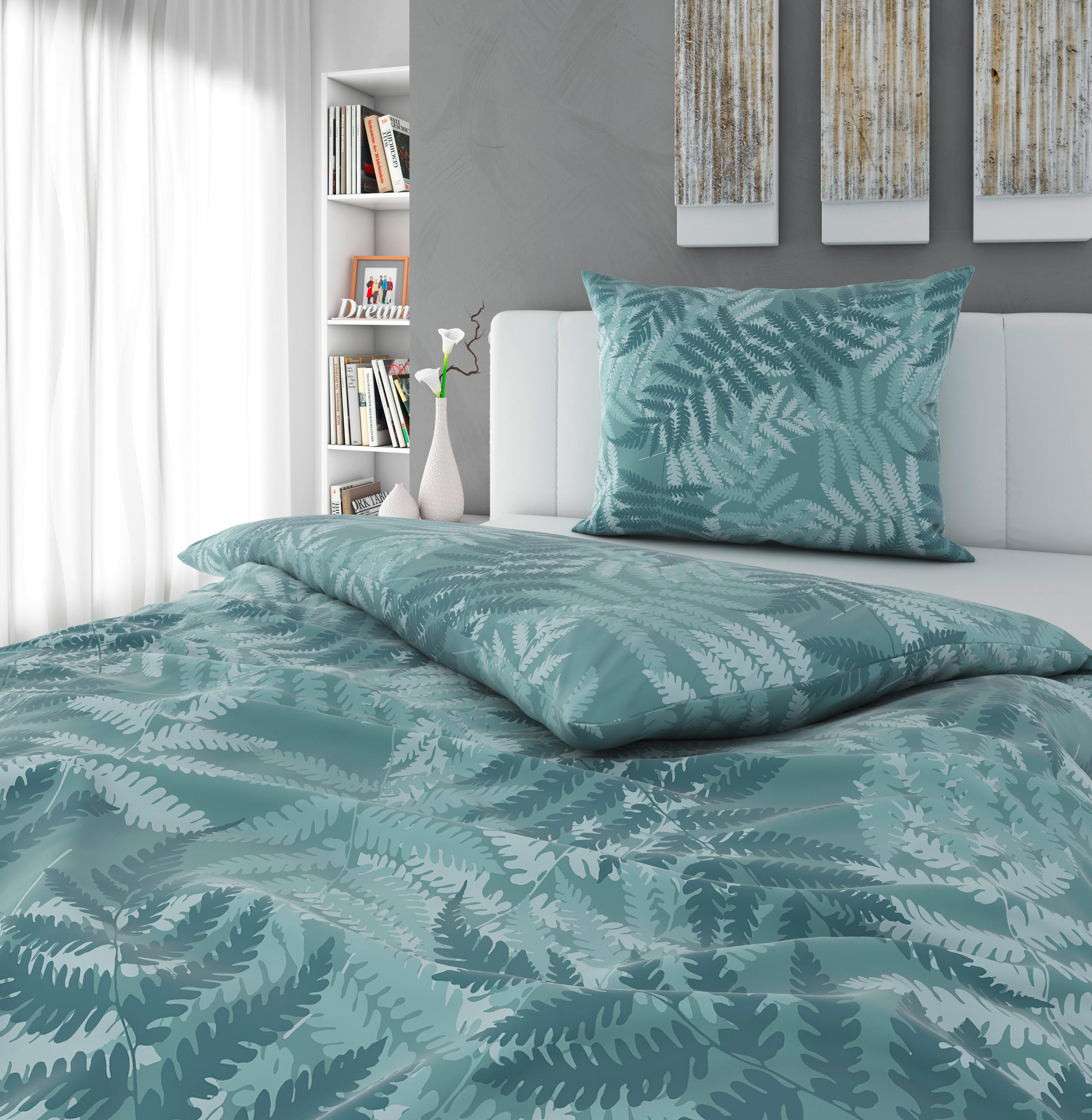 POSTEĽNÁ BIELIZEŇ, satén, modrá, 140/200 cm - modrá, Konventionell, textil (140/200cm) - Bio:Vio