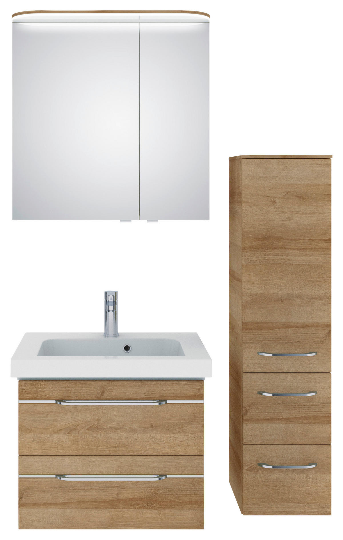 BADEZIMMER 4-teilig  in 100 cm  - Chromfarben/Eichefarben, KONVENTIONELL, Glas/Holzwerkstoff (100cm) - Pelipal