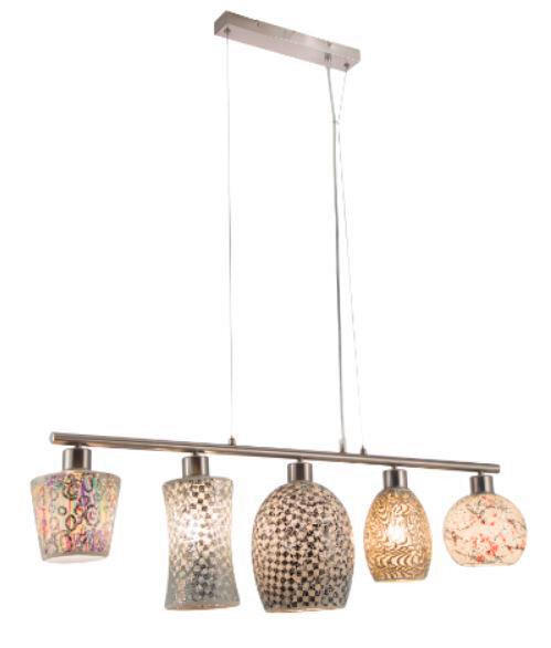 HÄNGELEUCHTE 90/17,5/150 cm  - Multicolor/Nickelfarben, KONVENTIONELL, Glas/Metall (90/17,5/150cm) - Globo