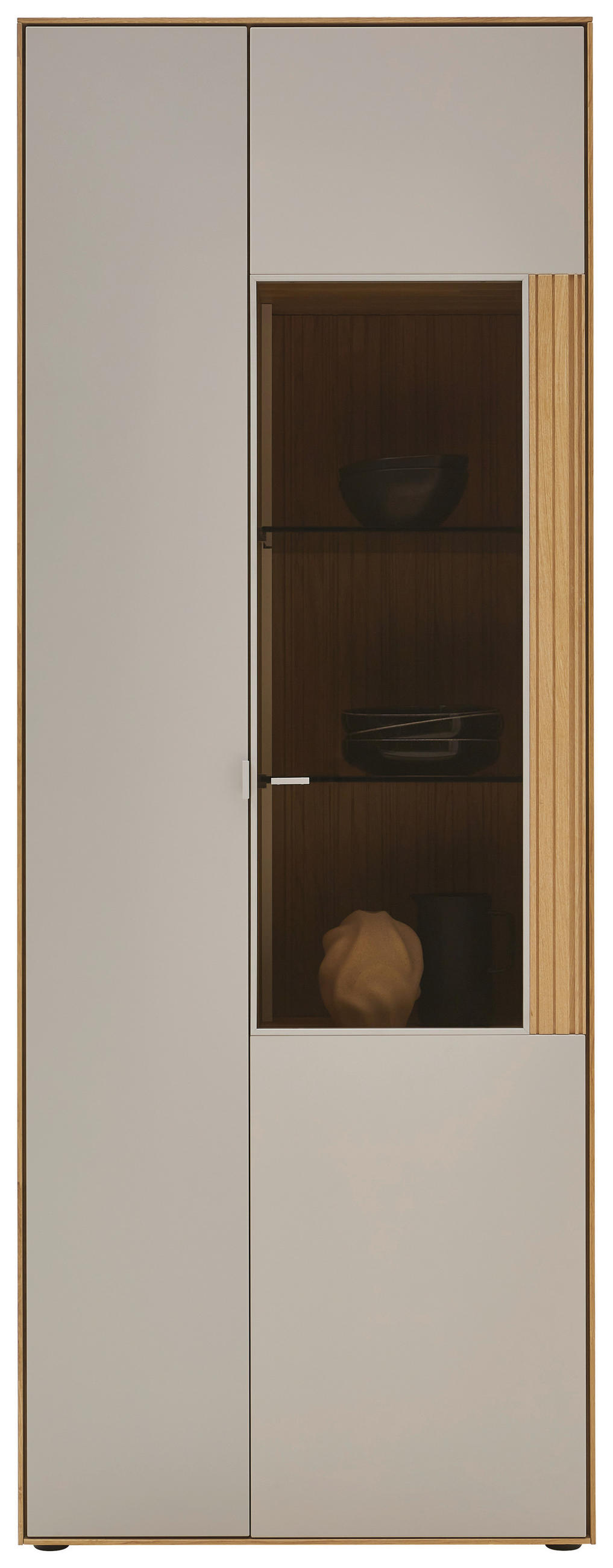 VITRINE  in massiv Wildeiche Kaschmir, Wildeiche - Kaschmir/Wildeiche, Design, Glas/Holz (76,9/205,5/37,1cm) - Dieter Knoll