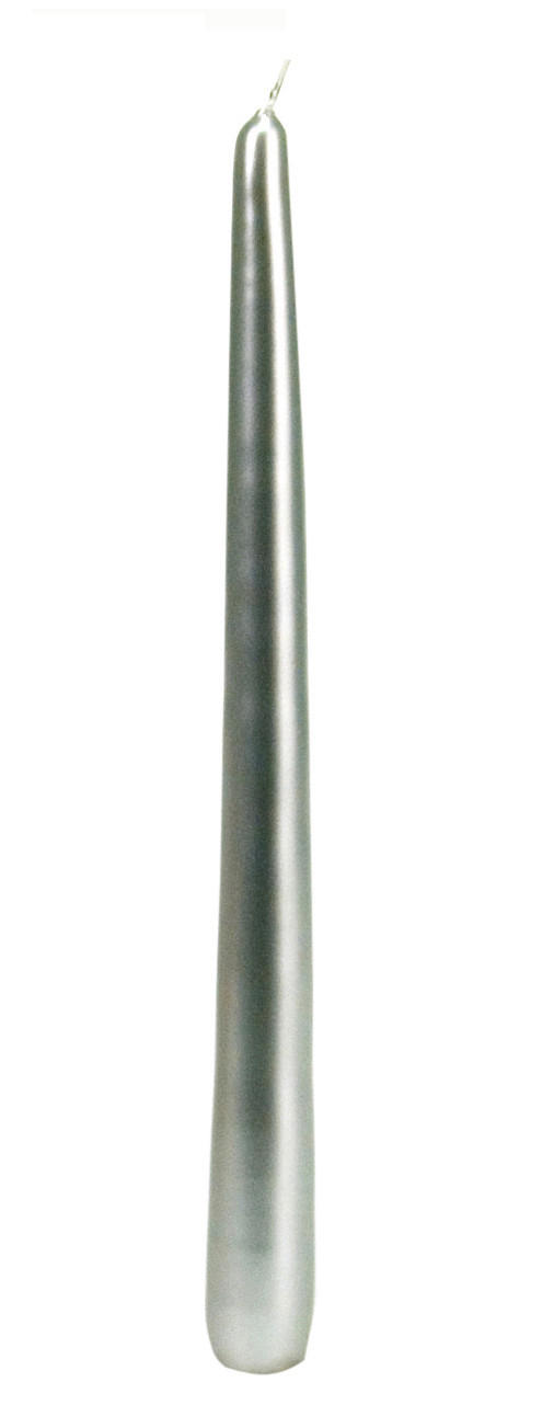 KÓNICKÁ SVÍČKA - barvy stříbra, Basics, přírodní materiály (2.2/24/2.2cm)